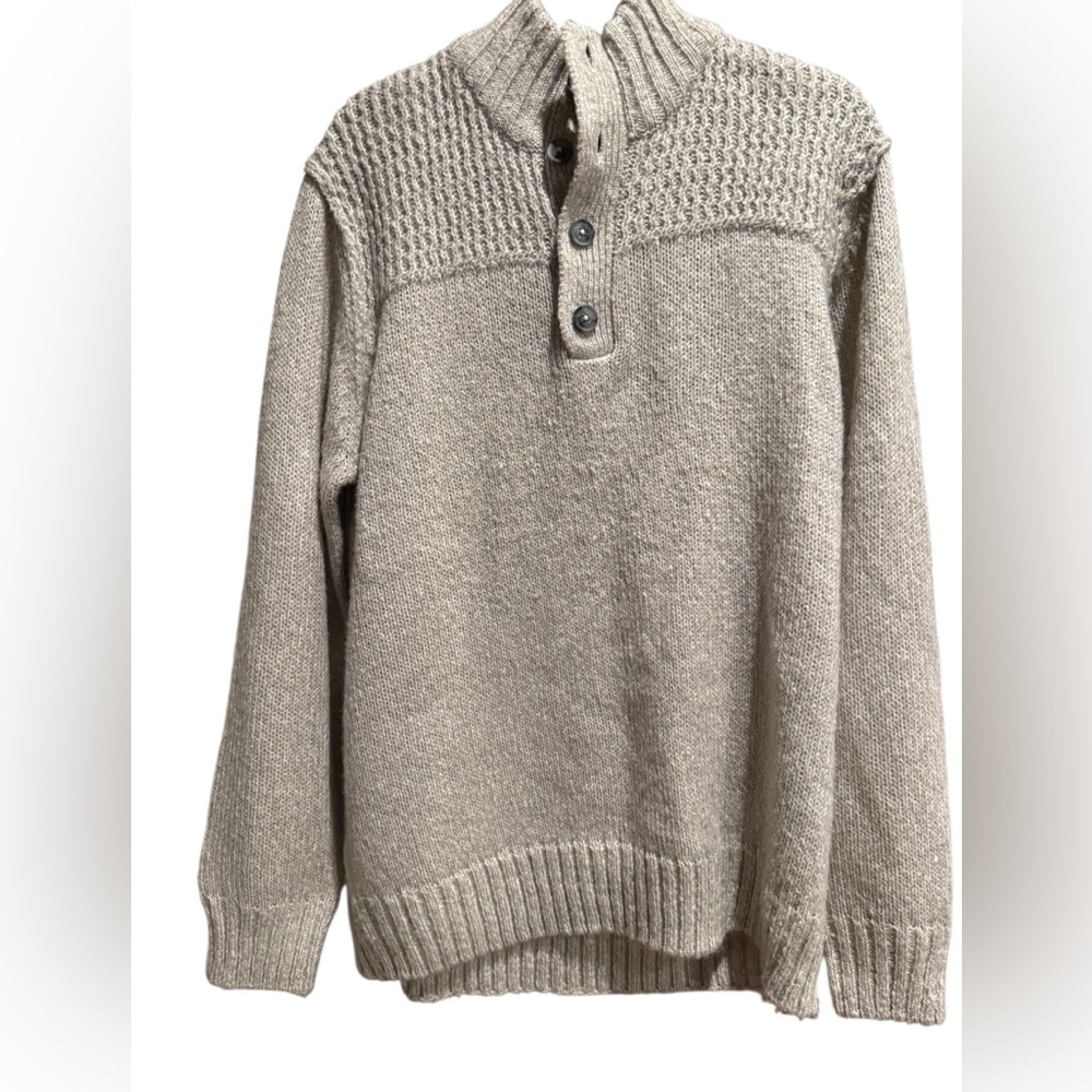 ❄️Perry Ellis Beige Knit Sweater | Quarter Button Pullover | Size XL